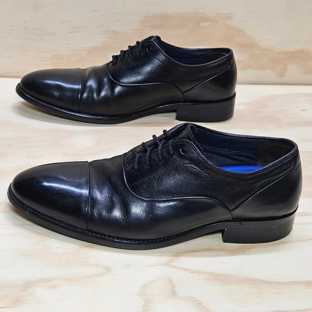 Johnston & Murphy Melton Black Leather Cap Toe Oxford Dress Shoes 8.5 M 59-2475